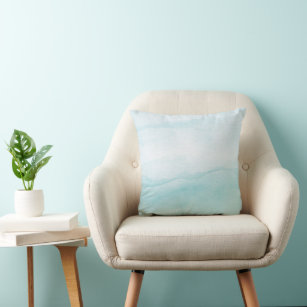Aqua Blue Pastel Watercolor Ombre Cushion