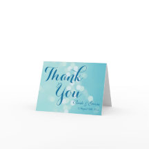 Aqua Blue Personalised Wedding Thank You Cards