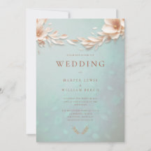 Aqua blue pink floral wedding