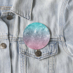 Aqua blue Pink ombre sea galaxy abstract 7.5 Cm Round Badge