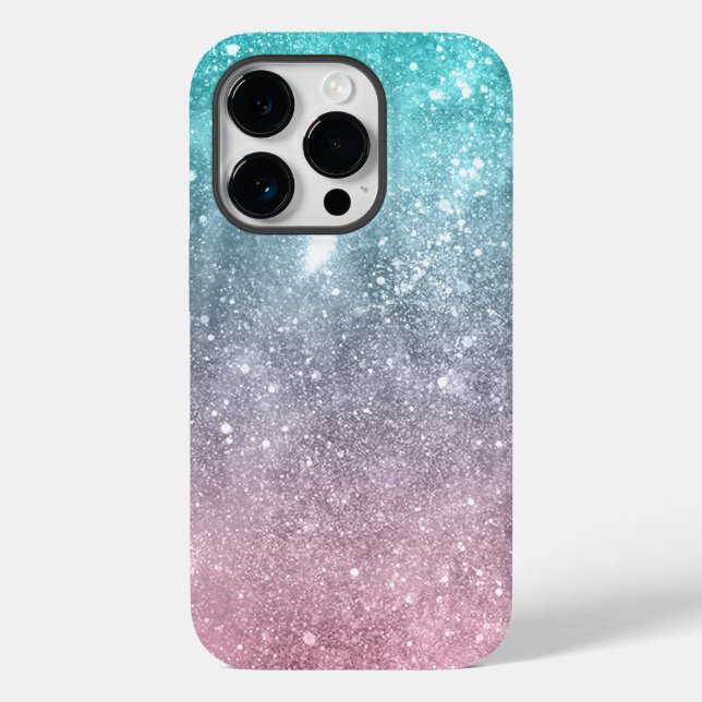 Aqua blue Pink ombre sea galaxy abstract Case-Mate iPhone Case (Back)