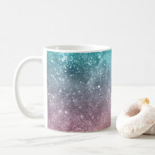 Aqua blue Pink ombre sea galaxy abstract Coffee Mug