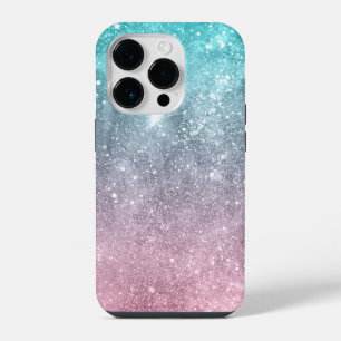 Aqua blue Pink ombre sea galaxy abstract iPhone 14 Pro Case