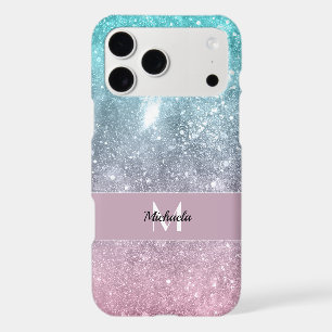 Aqua blue Pink ombre sea galaxy abstract Monogram
