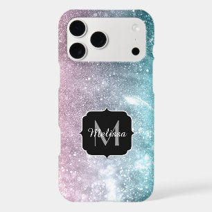 Aqua blue Pink sea galaxy abstract Monogram