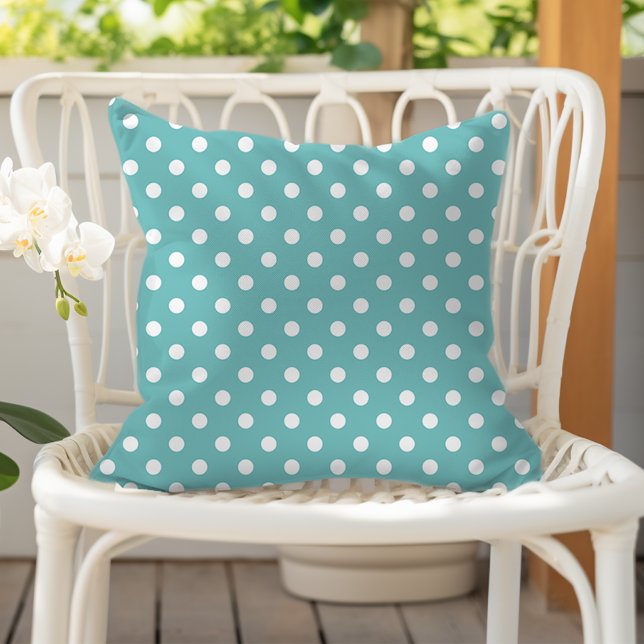 Aqua Blue Polka Dot Cushion (Creator Uploaded)