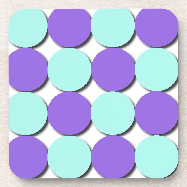 Aqua & Blue Polka Dots Coaster (Front)