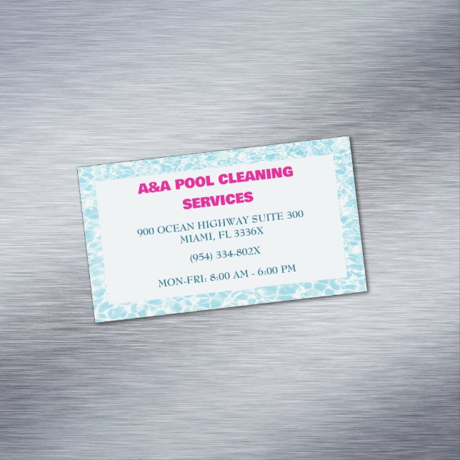 Aqua Blue Pool Maintenance Magnetic Business Card (In Situ)
