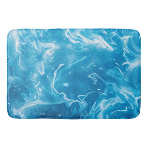 Aqua Blue Pool Water Pattern Bath Mat