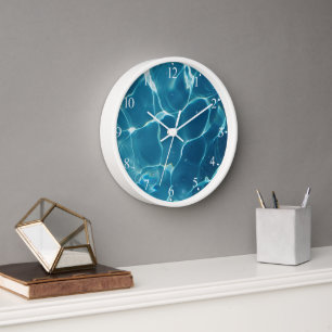Aqua Blue Pool Water Pattern Clock