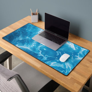 Aqua Blue Pool Water Pattern Desk Mat