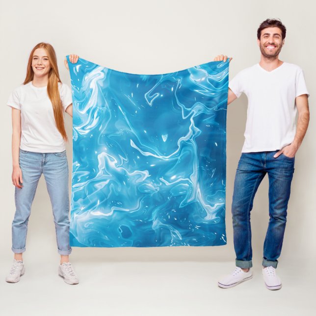 Aqua Blue Pool Water Pattern Fleece Blanket (In Situ)