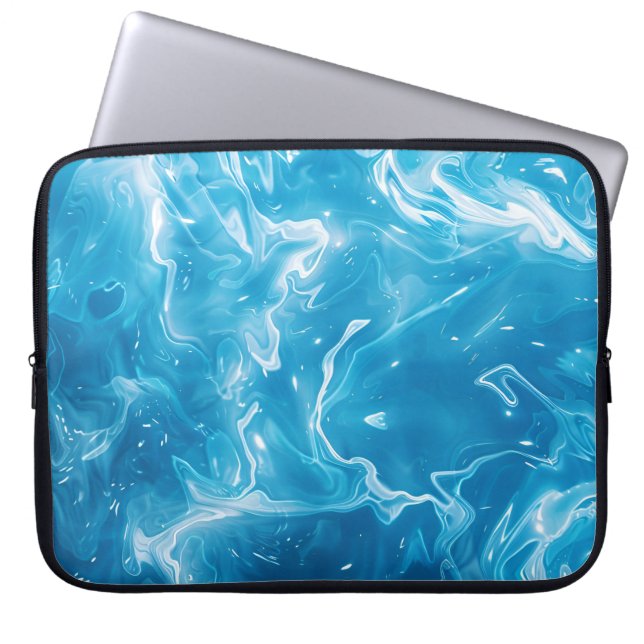 Aqua Blue Pool Water Pattern Laptop Sleeve (Front)