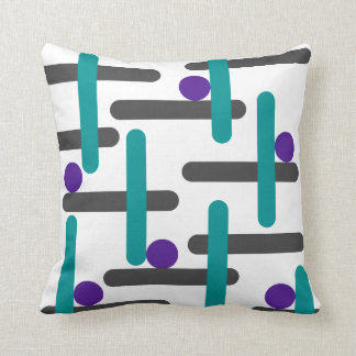 Aqua Blue, Purple & Grey Retro Abstract Cushion