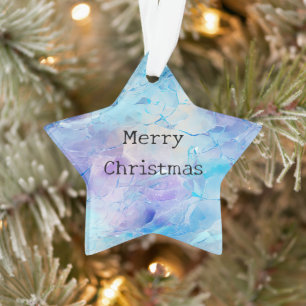 Aqua Blue Purple Ice Snow Christmas Ornament