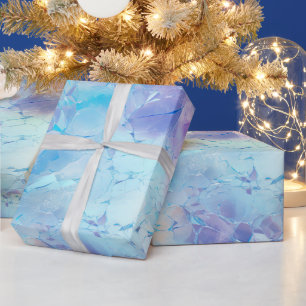 Aqua Blue Purple Ice Snow Christmas Wrapping Paper