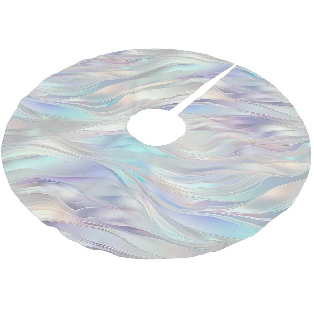 Aqua Blue Purple Pearl White Christmas Brushed Polyester Tree Skirt (Angled)