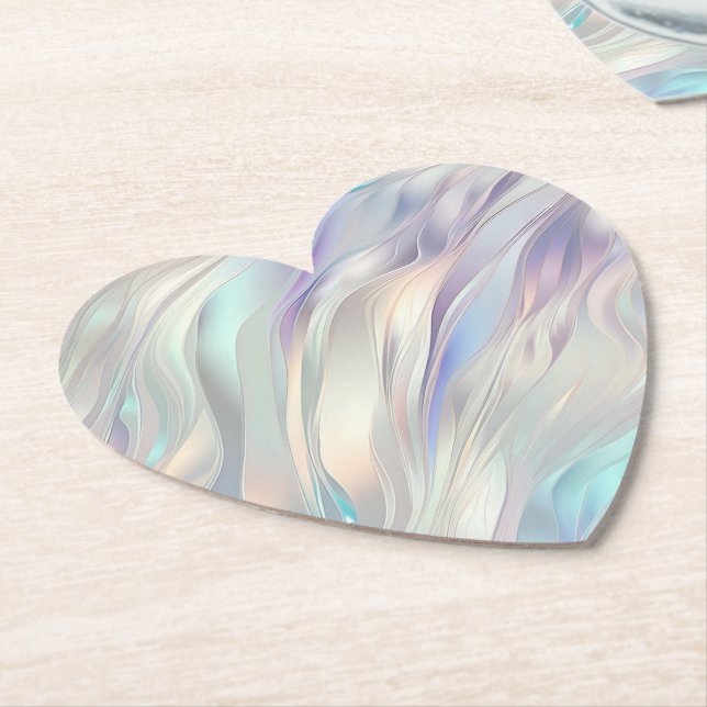 Aqua Blue Purple Pearl White  Paper Coaster (Angled)