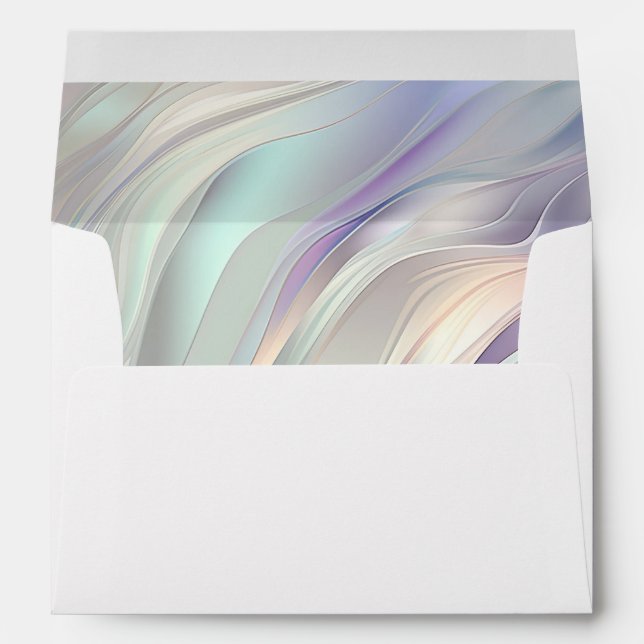 Aqua Blue Purple Pearl White Wedding  Envelope (Back (Bottom))