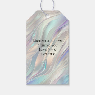 Aqua Blue Purple Pearl White Wedding Gift Tags