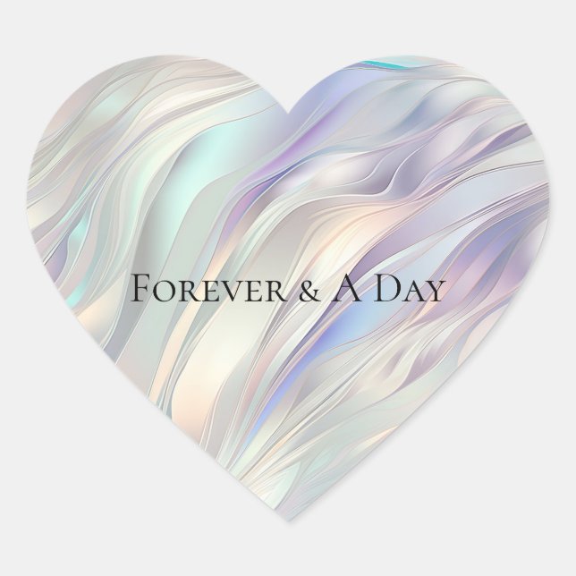 Aqua Blue Purple Pearl White Wedding Heart Sticker (Front)