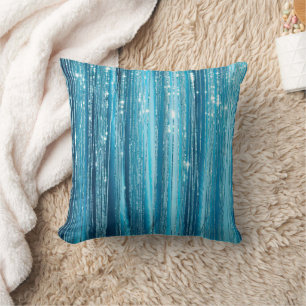 Aqua Blue Purple Sparkle Stripes Cushion