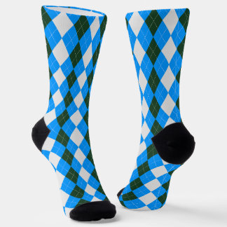 AQUA BLUE & RACING GREEN Argyle Pattern Socks