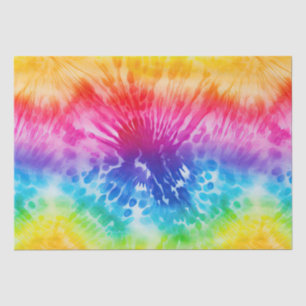 Aqua Blue Red Yellow Orange Tie Dye Birthday Tissue Paper