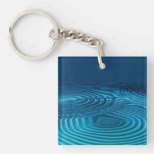 Aqua Blue Ripples Key Ring