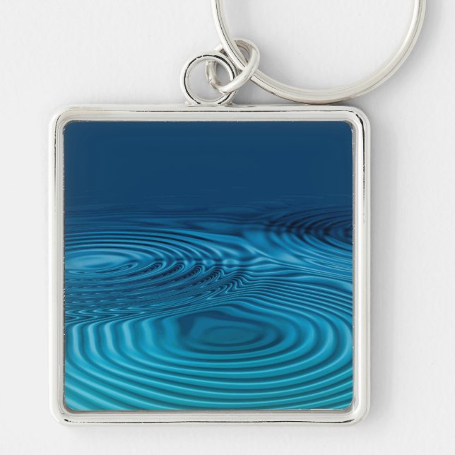 Aqua Blue Ripples  Key Ring (Front)