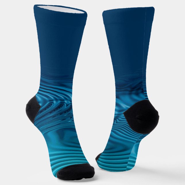 Aqua Blue Ripples  Socks (Angled)