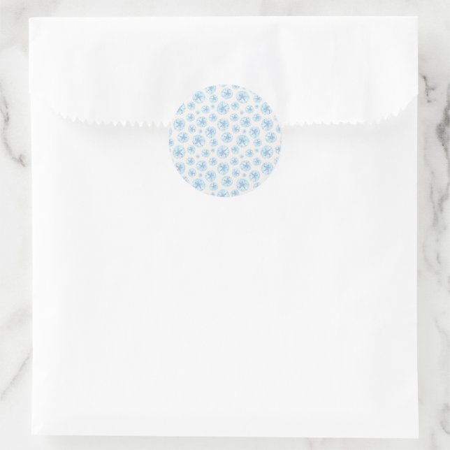 Aqua-blue sand dollar classic round sticker (Bag)