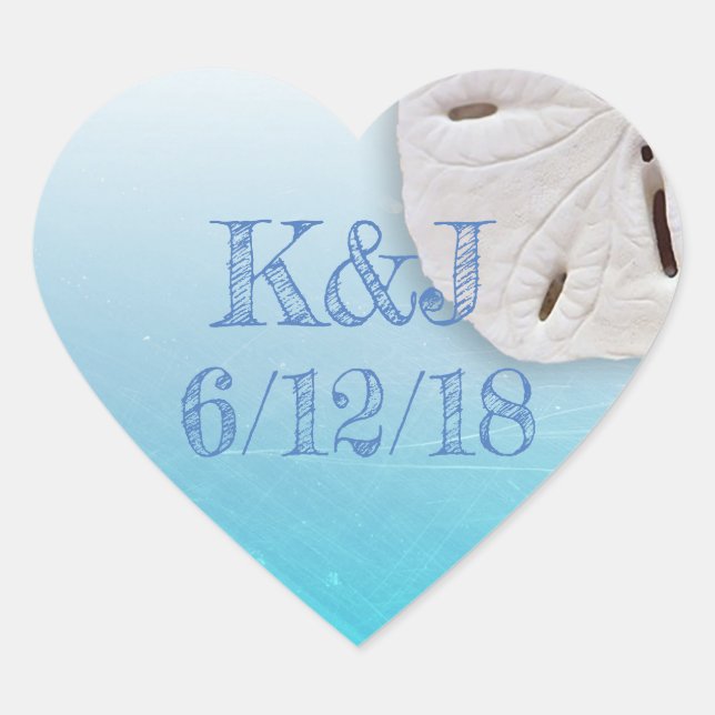 Aqua Blue Sand Dollar Seaside Wedding Stickers (Front)