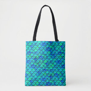 Aqua Blue Scales Tote Bag
