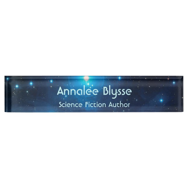 Aqua Blue Science Fiction Author Nameplate (Front)