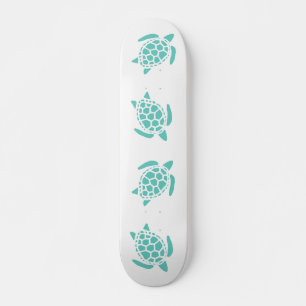 Aqua Blue Sea Turtles Pattern Skateboard