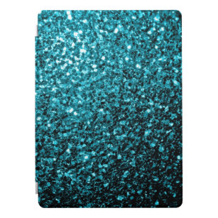 Aqua blue shiny faux glitter sparkles iPad pro cover
