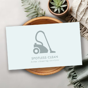 AQUA BLUE SIMPLE VACUUM CLEANER CLEANING SERVICE BUSINESS CARD
