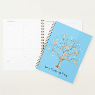 Aqua Blue Sky Love Grows on Trees Hearts Planner