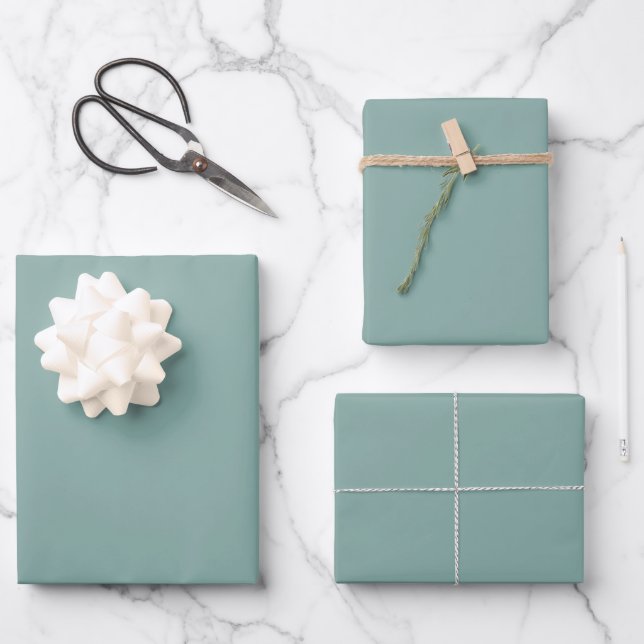 Aqua Blue Solid Colour Wrapping Paper Sheet (Front)