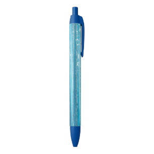 Aqua Blue Sparkle Stripes Black Ink Pen