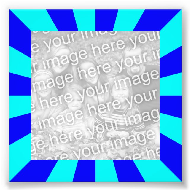 Aqua Blue Starburst Frame Photo Print (Front)