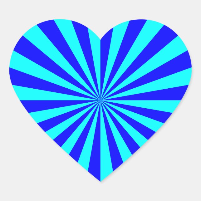 Aqua Blue Starburst Pattern Heart Sticker (Front)