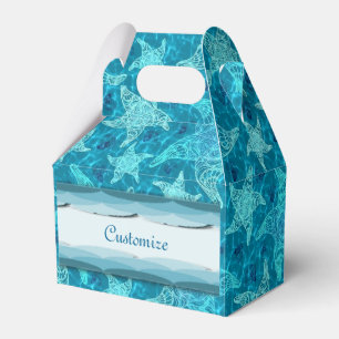 Aqua Blue Starfish Pattern Gable Favour Box