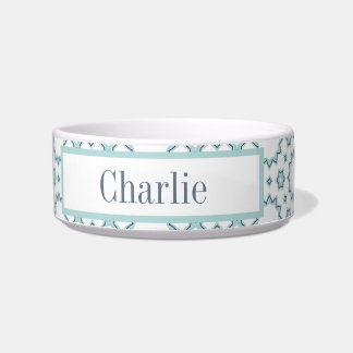 Aqua Blue Stars Dog Bowl