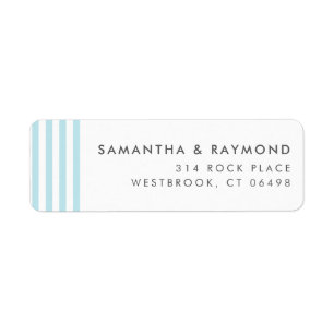 Aqua Blue Stripes Coastal Return Address Label