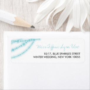 Aqua Blue Stylish Sparkling Lights Classy Wedding Return Address Label