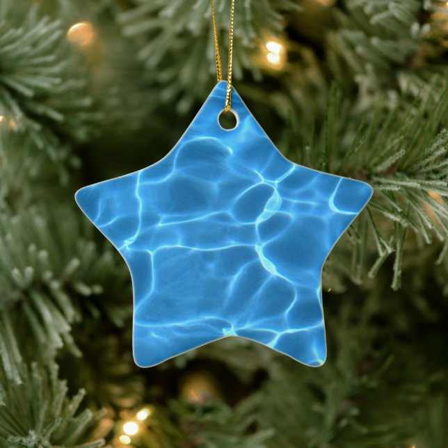 Aqua Blue Swimming Pool Ceramic Ornament (Tree)