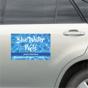 Aqua Blue Swimming Pool Cleaning Service Car Magnet