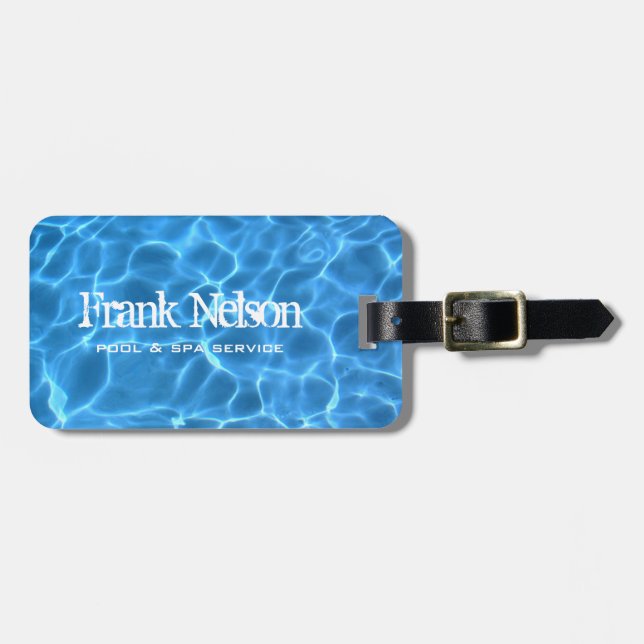 Aqua Blue Swimming Pool Luggage Tag (Front Horizontal)